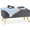 Relaxdays Panca con Contenitore, Imbottita, Gambe in Legno, Cassapanca Foderata, HLP 39,5x79,5x39,5 cm, Grigio
