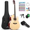 Moukey Acoustic Guitar Full Size Kits for Beginners Adults 4/4 41 Guitarra Acustica with Chord Poster, Gig Bag, Tuner, Steel Strings, Strap, Natural
