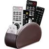 Exquilnova, porta-telecomando con 5 tasche, organizer in pelle per telecomando TV, DVD, 4K Stick e Bluray, anche come organizer da scrivania per penne, cosmetici (Marrone)