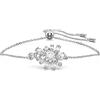 Swarovski Gema Braccialetto, con CristalliSwarovski a Motivo Floreale, Chiusura Regolabile, Placcatura in Tonalità Rodio, Taglia M, Bianco