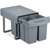 Relaxdays Pattumiera Estraibile con 4 Secchi, Bidoni Raccolta Differenziata Sottolavello, 4x 8L, 34,6x34x51,8 cm, Grigio