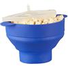 Relaxdays Popcorn Maker in Silicone da Microonde, Pop Corn Popper Pieghevole, Senza Olio, Ciotola Cuoci Pop-corn, Blu