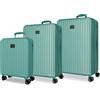 MOVOM Joumma Timber Set di Bagagli Verde Turchese 55/68/78 cm Rigido ABS Lucchetto a Combinazione Integrato 217L 11.1kg 4 Doppie Ruote Estensibile Bagaglio a Mano