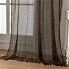 WAZZIO Tende in cotone trasparente marrone 213 cm di lunghezza 2 pannelli con tasca per asta nappa boho uncinetto pizzo azzurro camera da letto soggiorno vedere attraverso la privacy per la camera dei