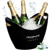 Relaxdays Secchiello per Ghiaccio, 8 L, Glacette Plastica Porta Bottiglie Champagne, Spumante, 25,5x35x25,5 cm, Nero Oro