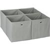 Relaxdays Scatola Portaoggetti, Set 4 Box Cubo da Scaffale, HLP 30 x 30 x 30 cm, Portagiochi Pieghevole, Stoffa, Grigio