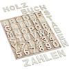 Relaxdays Lettere e Numeri in Legno, Set da 144, Letterine Maiuscole da A-Z, Cifre 0-9, H: 5 cm, per Bricolage, Naturale