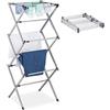 Relaxdays Stendibiancheria, Pieghevole, Verticale, 11 Aste, Salvaspazio, Stendino a Torre Compatto, Metallo, grigio