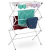 Relaxdays Stendibiancheria Verticale, Stendino Pieghevole a Torre con 11 Aste per Vestiti, 105x73x37 cm, Metallo, Bianco