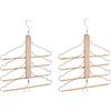Relaxdays 2 Grucce Appendiabiti Multiple, Bastone 4 Stampelle Mobili, Ganci in Metallo, Legno, Marrone Naturale Argento