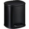 Relaxdays Pattumiera Bagno a Pedale 5L, Cestino con 2 Secchi Interni Rimovibili, Coperchio Soft-Close, Ferro Opaco, Nero