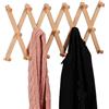 Relaxdays Attaccapanni da Parete, Appendiabiti Allungabile con 17 Ganci, Guardaroba Appendino Ingresso, Legno, Naturale