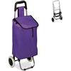 Relaxdays Carrello Portaspesa, Pieghevole, 25 l, Shopping Trolley con Ruote, max.10 kg, HLP 91x40x30 cm, Lilla