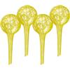 Relaxdays Sfere per Irrigazione, HxD: 15x6 cm, Set 4 Irrigatori Automatici per Piante e Fiori in Vacanza, Vetro, Giallo