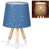 Relaxdays Lampada da Tavolo, Bambini e Bambine, Attacco E14, Paralume Rotondo, Altezza 40 cm, Abatjour, Blu