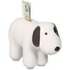 Relaxdays Salvadanaio Cane, Contenitore Salva Danaro, Regalo Casa, Risparmi Monete, 12x21x9 cm, in Ceramica, Bianco Nero
