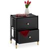 Relaxdays Comodino Camera da Letto, 2 Cassetti, 55,5 x 46 x 33 cm, Cassettiera Semplice per Il Salotto, Nero Dorato