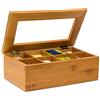 Relaxdays Scatola Porta tè, Tisante, in Legno bambù, 8 Scomparti, Coperchio Trasparente, Salva Aroma, Colore Naturale