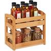 Relaxdays Portaspezie in bambù, Organizer per Spezie con 2 Ripiani, 23 x 25,5 x 15,5 cm, Espositore Spice Rack, Marrone