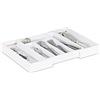 Relaxdays Portaposate da cassetto estraibile larghezza variabile da 5 a 7 scomparti in bambù HLP: 5x48x33,5 cm bianco