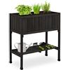 Relaxdays Fioriera Rialzata in Legno di Abete, H x L x P: 80 x 74 x 38 cm, Aiuola Alta per Giardino, Balcone, Nero