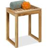 Relaxdays, Sgabello in Legno da Bagno, Sgabellino Multiuso Cucina, Tavolino da Divano, HxLxP: 46 x 40 x 30 cm, Naturale