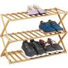Relaxdays Scarpiera da Ingresso, 3 Ripiani, Porta 9 Paia di Scarpe, Pieghevole, in bambù, HLP: 46x67x26 cm, Naturale