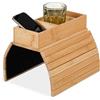 Relaxdays Vassoio per Bracciolo Divano, Tavolino con 3 Scomparti Porta Tazza caffè, HLP: 6,5x42x28 cm, bambù, Naturale