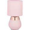 Relaxdays Lampada da Tavolo, Abat Jour Paralume in Tessuto e Base Acciaio, E14, HxD: 32x18 cm, Luce Comodino Letto, Rosa