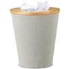 Relaxdays Cestino gettacarte bambù pattumiera tonda secchio interno coperchio chiusura magnetica alto 35 cm beige/grigio