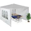 Relaxdays Tende per Gazebo Laterali, Set 3, Telo Impermeabile, Pareti in PE, Chiusura a Strappo, 2x3 m, Finestra, Bianco