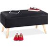 Relaxdays Panca Contenitore, 40x41x80 cm, 40L, Seduta Imbottita, Gambe in Legno, Pouf Cassapanca, 2 Posti, Nero