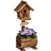 Relaxdays Casetta per Uccelli con Vaso per Fiori, Casa a Nido Decorativo, HLP 41x15x15 cm, Portafiori in Legno, Naturale
