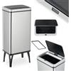 Relaxdays Cestino Automatico Spazzatura, Pattumiera Cucina 50 L, Coperchio Sensore Elettrico, Anello Buste, Acciaio Inox