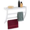 Relaxdays Portasciugamani da Parete, HLP 44x56,5x23 cm, Mensola da Bagno con 3 Aste per Asciugamani e Ripiano, Bianco