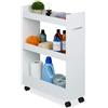 Relaxdays Carrello Stretto Salvaspazio, Carrellino a 3 Ripiani per Cucina e Bagno, 78x21,5x63 cm, Mobile in MDF, Bianco