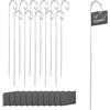 Relaxdays Targhette per Piante, Set 12 Lavagnette con Asta per Piantine Orto, Cartelli in Ardesia, Antracite Argentato