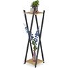 Relaxdays Portavaso a Colonna, Scaffale Porta Fiori 99x29x29, Moderno, Piedistallo Design Scandinavo,Nero Marrone Chiaro