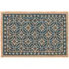 Relaxdays Zerbino in Fibre di Cocco, Tappetino con Motivi Floreali, 60 x 40 cm, Interni ed Esterni, Blu Marrone Naturale