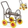 Relaxdays Carrello Avvolgitubo da Giardino, con Ruote, Attacco da 3 ", per Tubi lunghi fino a 60 m, in Acciaio, Marrone