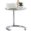 Relaxdays Tavolino Caffè Altezza Regolabile fino a 70 cm, Tavolo Piccolo per Salotto, Acciaio Cromato, Ripiano in Vetro, Ø 46 cm, Argento