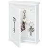Relaxdays Cassetta Portachiavi da Muro, in Legno, Design Chiave, Stile Rustico, Appendichiavi, 29 x 22 x 8 cm, Bianco