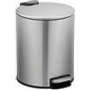 Relaxdays Pattumiera Bagno, Cestino per Cucina e Cameretta, 5 L, Pedale, Chiusura Soft-Close, Cesto Interno, Argentato