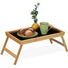 Relaxdays Vassoio Colazione a Letto, Tavolino bambù, Gambe Richiudibili Bordo Rialzato 23 x 61,5 x 31 cm, Marrone Nero