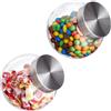Relaxdays Set 2 Barattoli per Caramelle, Vasi in Vetro da 1,5 L, Contenitori per Biscotti, Dolci, Coperchio Acciaio Inox