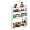 Relaxdays Carrello Salvaspazio da Cucina, Scaffale su Ruote con 4 Ripiani, Carrellino Bagno 83,5x18x59,5 cm, MDF, Bianco