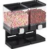Relaxdays Dispenser Cereali Doppio, Distributore per i Corn Flakes, i Cioccolatini e i Dolcetti, in Plastica, Nero