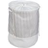 Relaxdays Cesto Portabiancheria con Coulisse, 60 Litri, Pieghevole, Design a Strisce, HxD: 56 x 42,5 cm, Bianco Grigio