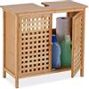 Relaxdays Mobiletto Sottolavabo, Armadietto per Lavandino, Ante con Chiusura Magnetica, bambù, HLP 61x66x30 cm, Naturale