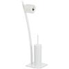 Relaxdays Set di Accessori per WC, Piantana con Portarotolo, Scopino e Portascopino, Igienico, 78x29x20 cm, Bianco